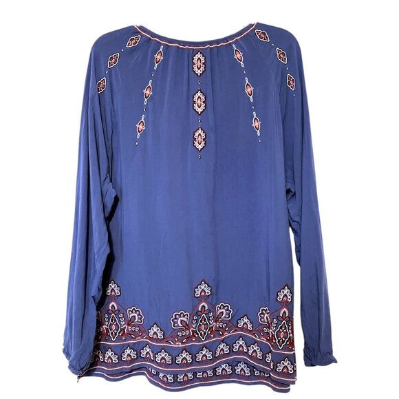 J Jill Embroidered Tunic XL Oversized Balloon Sleeves Lagenlook 100% Viscose - Picture 8 of 11